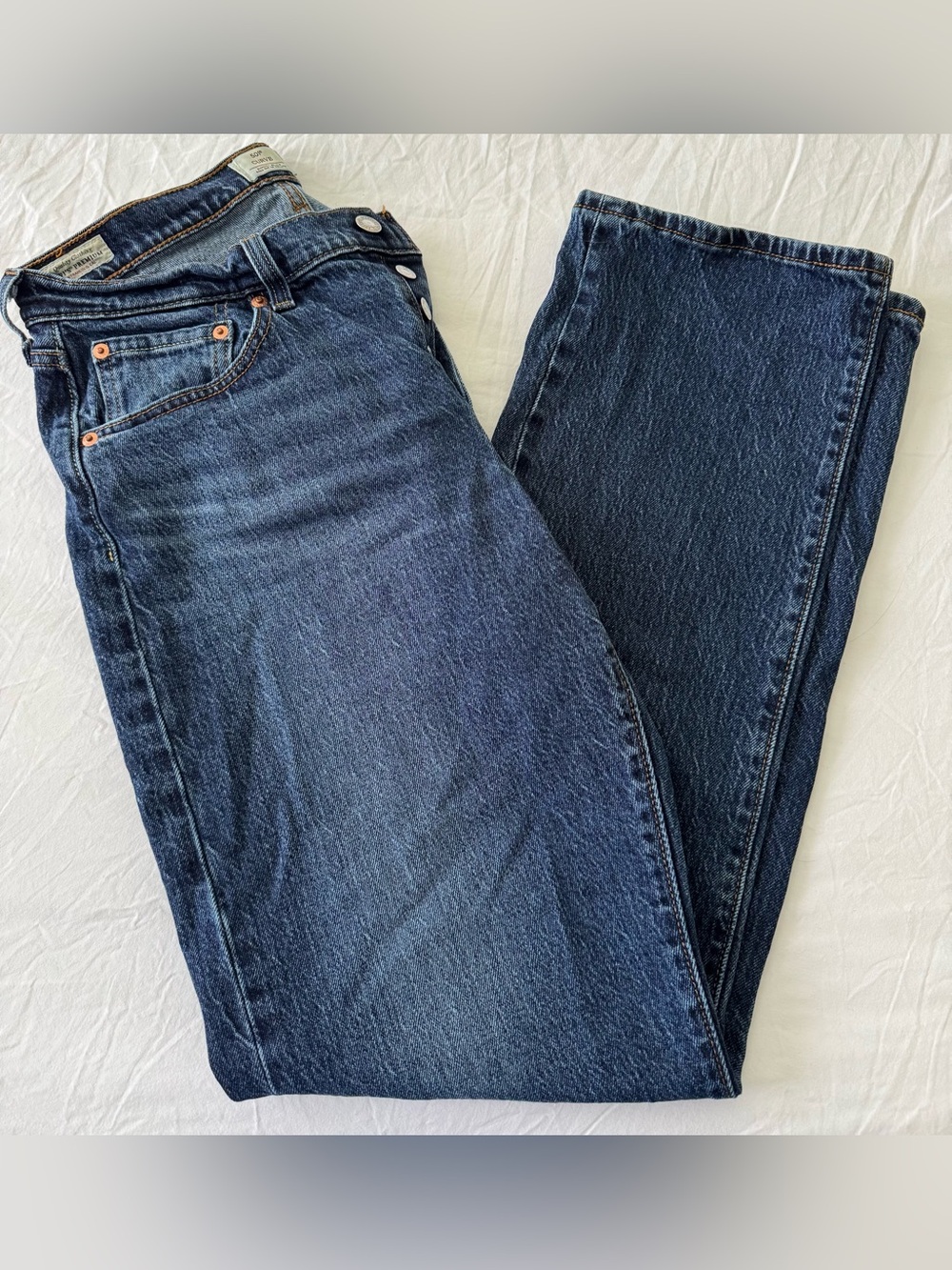 Levi's Women's Straight Leg Jeans in Dark Blue Denim